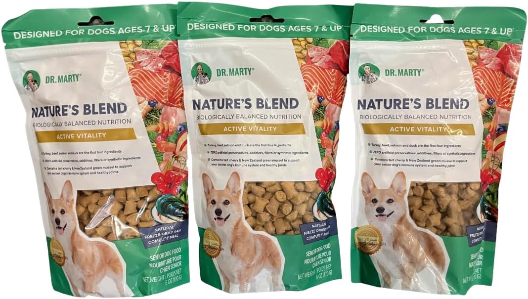 Dr. Marty Nature’s Blend Active Vitality Freeze Dried Raw Dog Food 6 oz (Pack of 3)