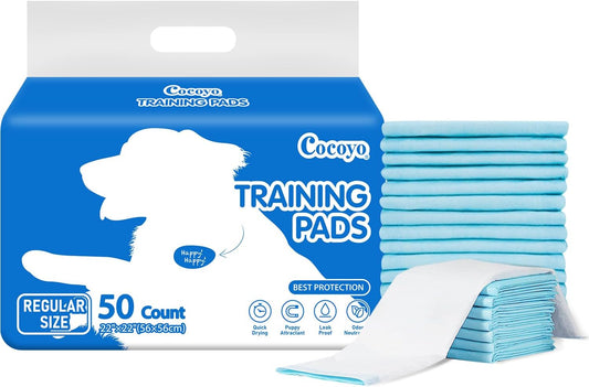 COCOYO Best Value 22"x22" Dog Training Pads 50 Count | Dog Pee Pads | Super Absorbent Puppy Pads,White