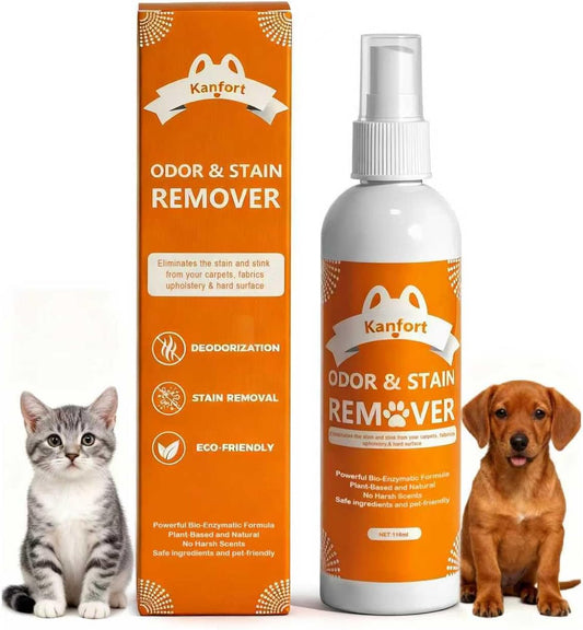 Pet Urine Odor Eliminator Spray, Stain & Strong Odor Eliminator -Designed for hard surface furniture, Carpet Stain Remover for Cat, Dog,Furniture, Beds