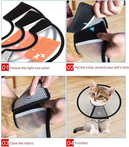 Plastic Pet Recovery Collars & Cones for Dogs and Cats After Surgery Adjustable Dog Neck Cone Surgical Elizabeth E-Collar Prevent Biting and Stop Licking Wound (S)