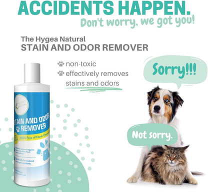 Hygea Natural Stain and Odor Eliminator, Pet Odor and Stain Remover for Urine & Vomit, Spot Carpet Cleaner for Small Animal, 16 Oz