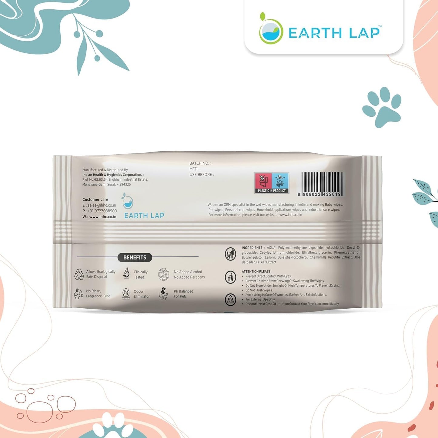 100% Biodegradable Premium Pet Wipes | Grooming Wet Wipes for Dogs, Cats, Puppies & Small Pets | Dry Bathing, Grooming Paws, Body, Ears and Butt, Fragrance-Free 300 Count (100 * 3 Pack)