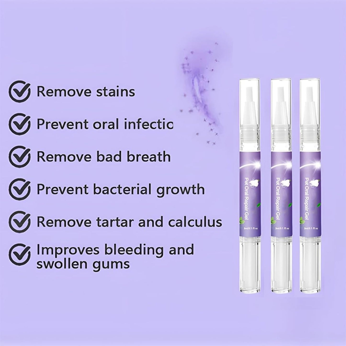3Pcs Pet Oral Repair Gel, Pet Oral Restoration Whitening Gel, Pet Teeth Care Gel Cleaner Teeth & Fresher Breath, Without Brushing