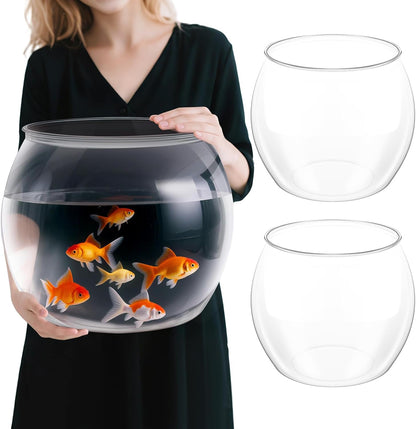 Geelin 2 Pcs 5 Gallon Plastic Fish Tank Large Bowl Shatterproof with Crystal Clear Clarity for Terrarium, Flower Vase Centerpiece Gift for Fish Lovers