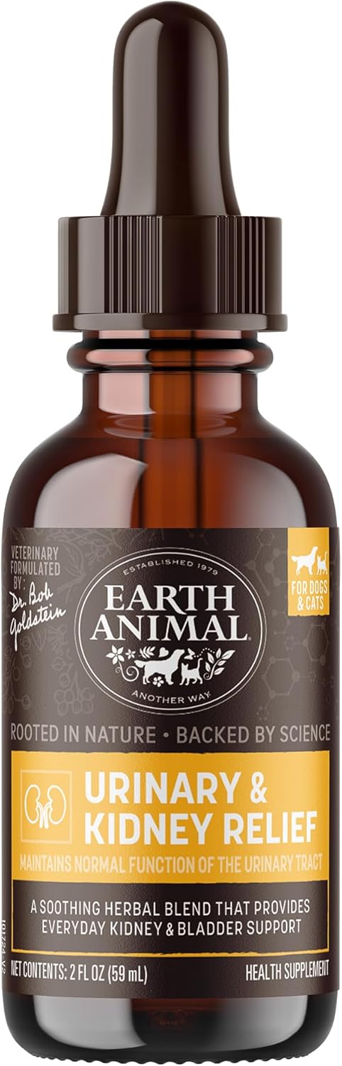 Earth Animal Apothecary Liquid Supplement - Urinary & Kidney Relief Herbal Remedies for Dogs & Cats - 2 fl oz