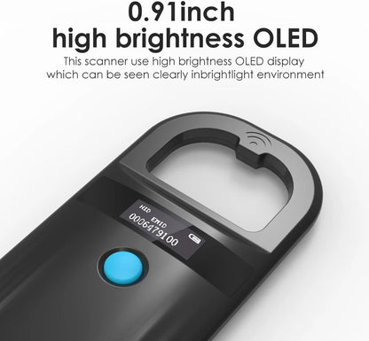 Microchip Scanner,Animal Chip Scanner Pet Tag Reader FDX B EMID Dual Frequency for Dog Cat Pig (Black)