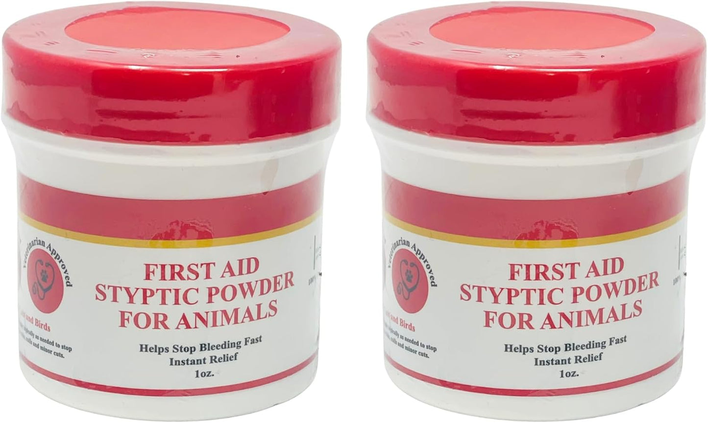 G.B.S Styptic Powder for Animals – Fast-Acting Blood Stop for Dogs, Cats, Birds & Small Pets – First Aid Powder for Nail Bleeding, Minor Cuts & Grooming – 1 oz, Pack of 2