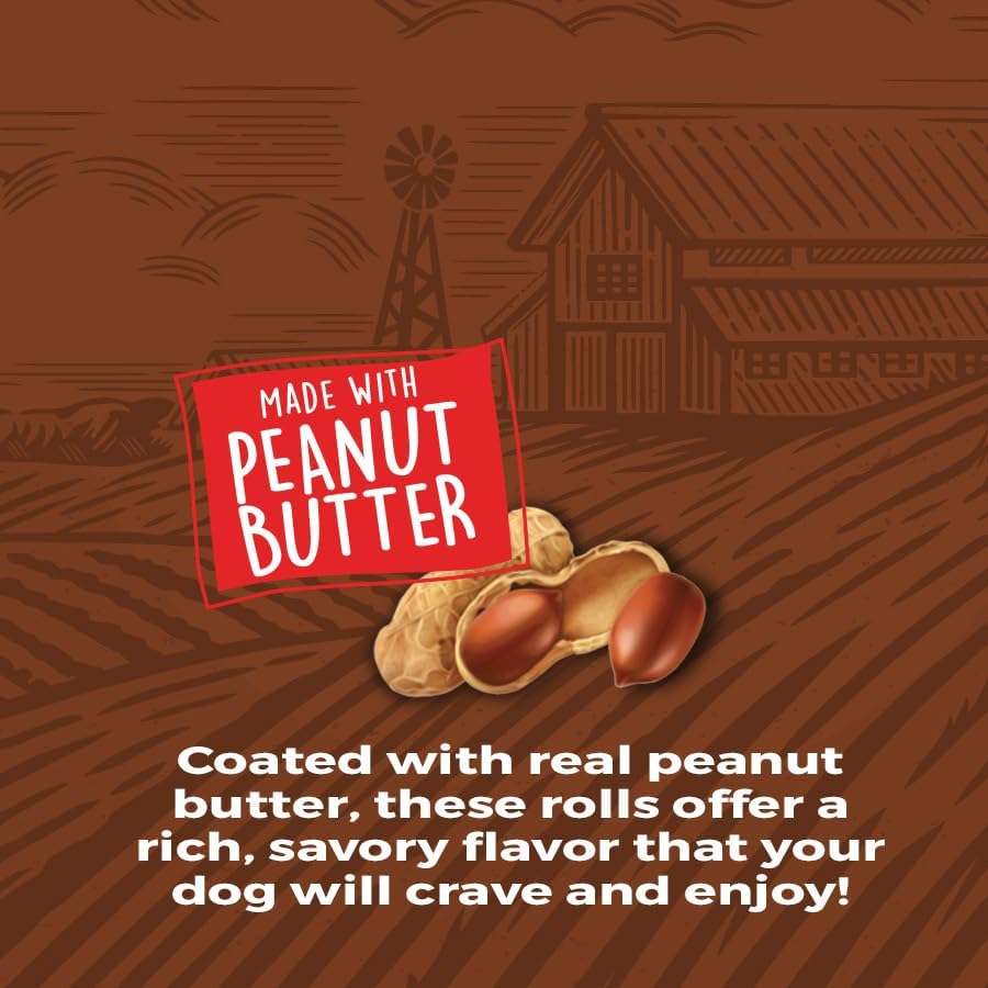 Healthy Chewers Peanut Butter Collagen Rolls 2 Count | High Protein, Long Lasting, Collagen Rich Chews for Large Dogs