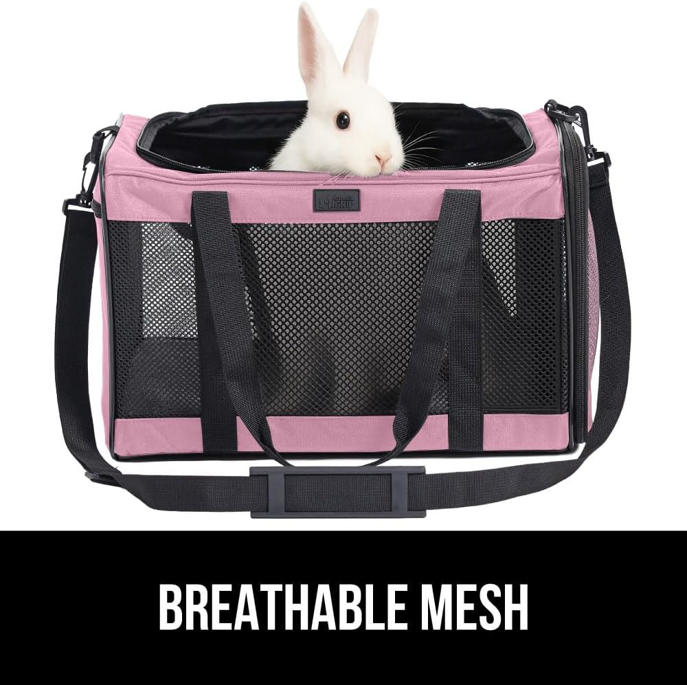 GORILLA GRIP Cat Carrier Travel Bag Up to 15 Lbs, Soft Collapsible Small Dog Carriers, Top and Side Entry Breathable Mesh, Grip Feet on Underside, Cozy Washable Waterproof Pad, Portable Kennel, Pink