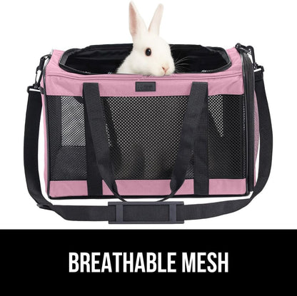 GORILLA GRIP Cat Carrier Travel Bag Up to 15 Lbs, Soft Collapsible Small Dog Carriers, Top and Side Entry Breathable Mesh, Grip Feet on Underside, Cozy Washable Waterproof Pad, Portable Kennel, Pink