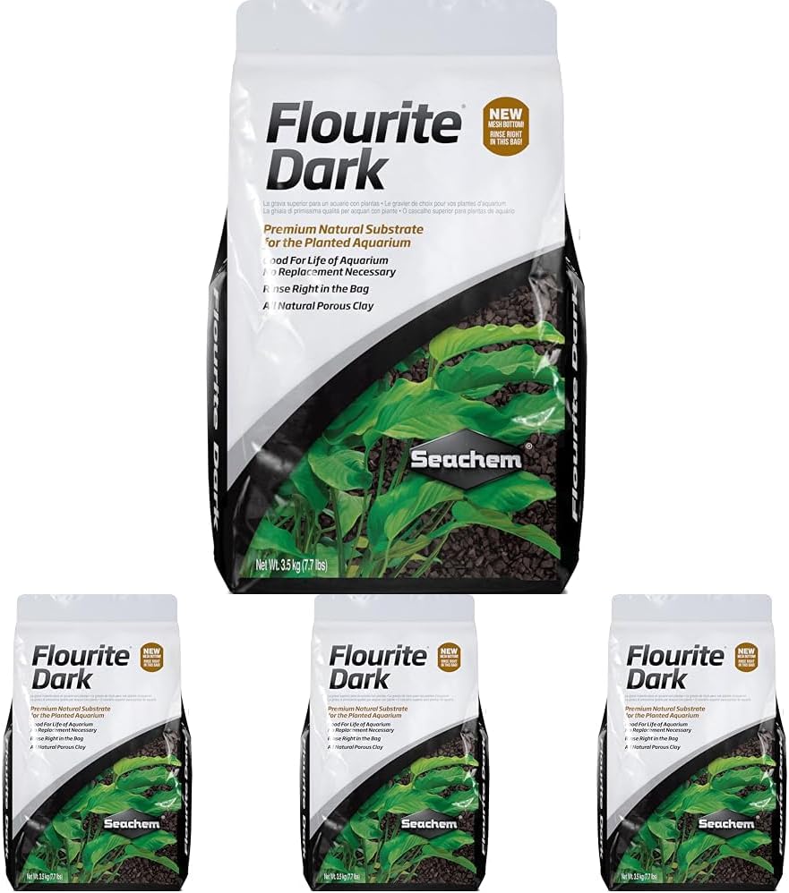 Seachem Flourite Black Dark Gravel, 7.7 lb (Pack of 4)