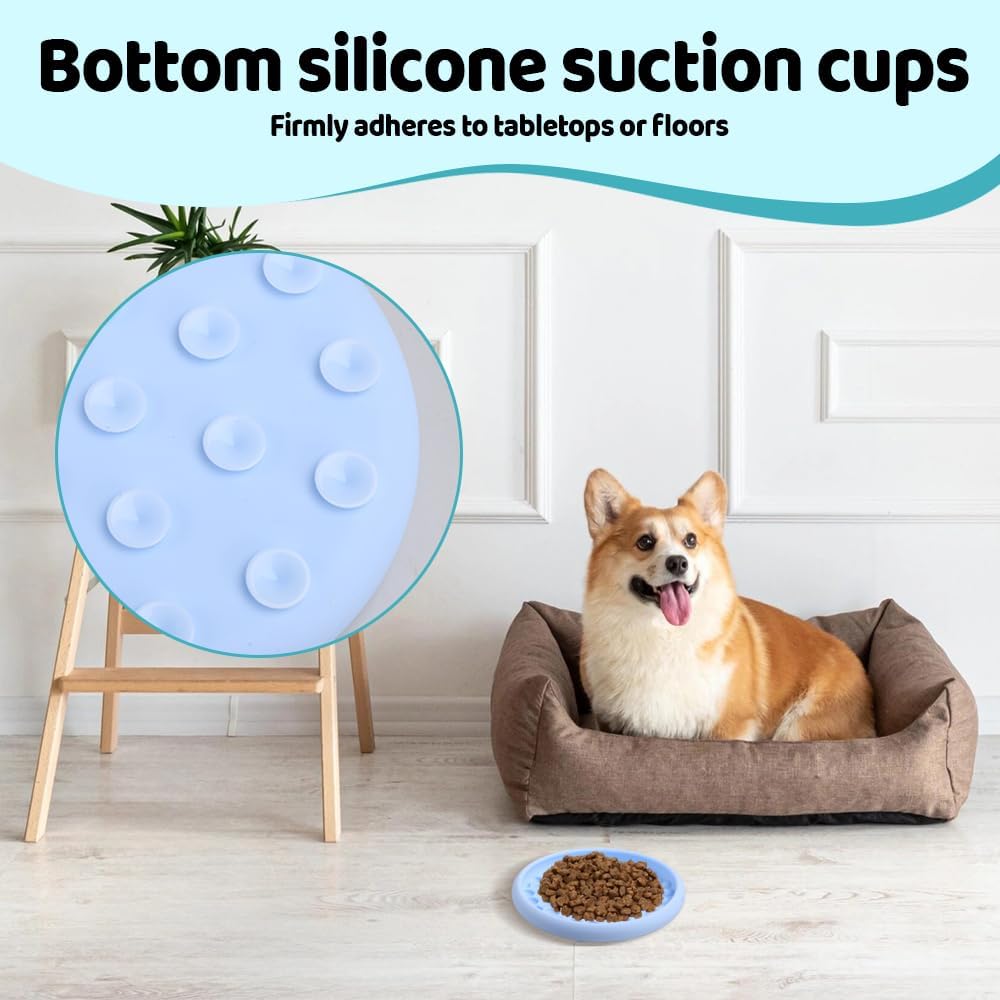 Dog Lick Bowl, Silicone Anti-Choking Cat Feeding Bowls Non-Slip Pet Slow Feeder Bowl with Suction Cups for Dogs Cats