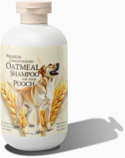 Premium Concentrated Oatmeal Dog Shampoo with Coconut and Aloe (17 oz) - Soothing and Itch Relief, Moisturizes Dry Skin