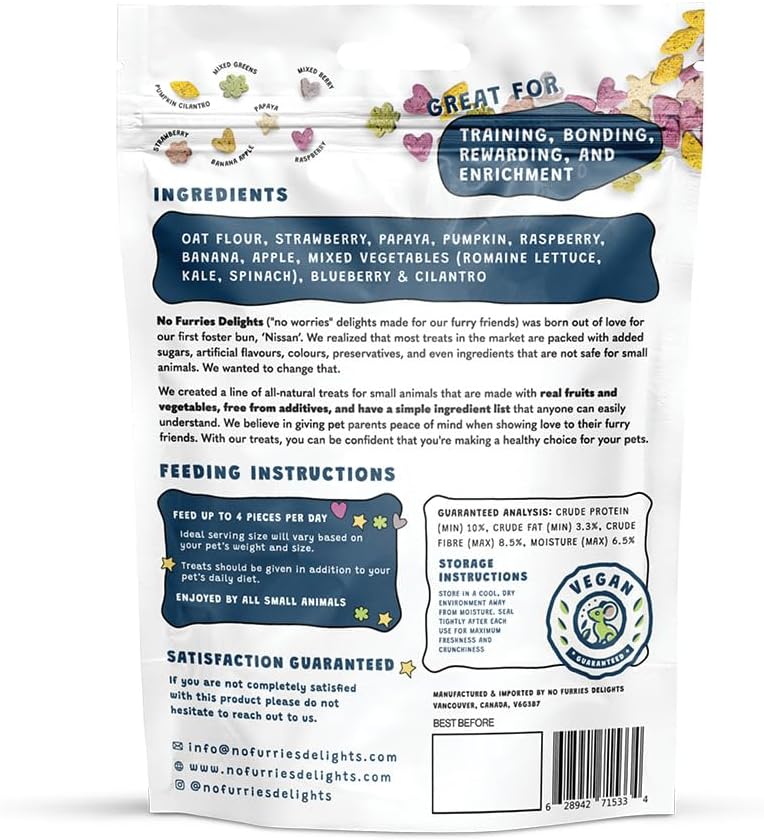 Treats, 100% All Natural Mini Bites for Rabbit Hamster Guinea Pig Chinchilla Pet Rat Mice Gerbil Bird Healthy Enrichment Bonding Rewarding Training Nature's Bites Variety Pack 50g