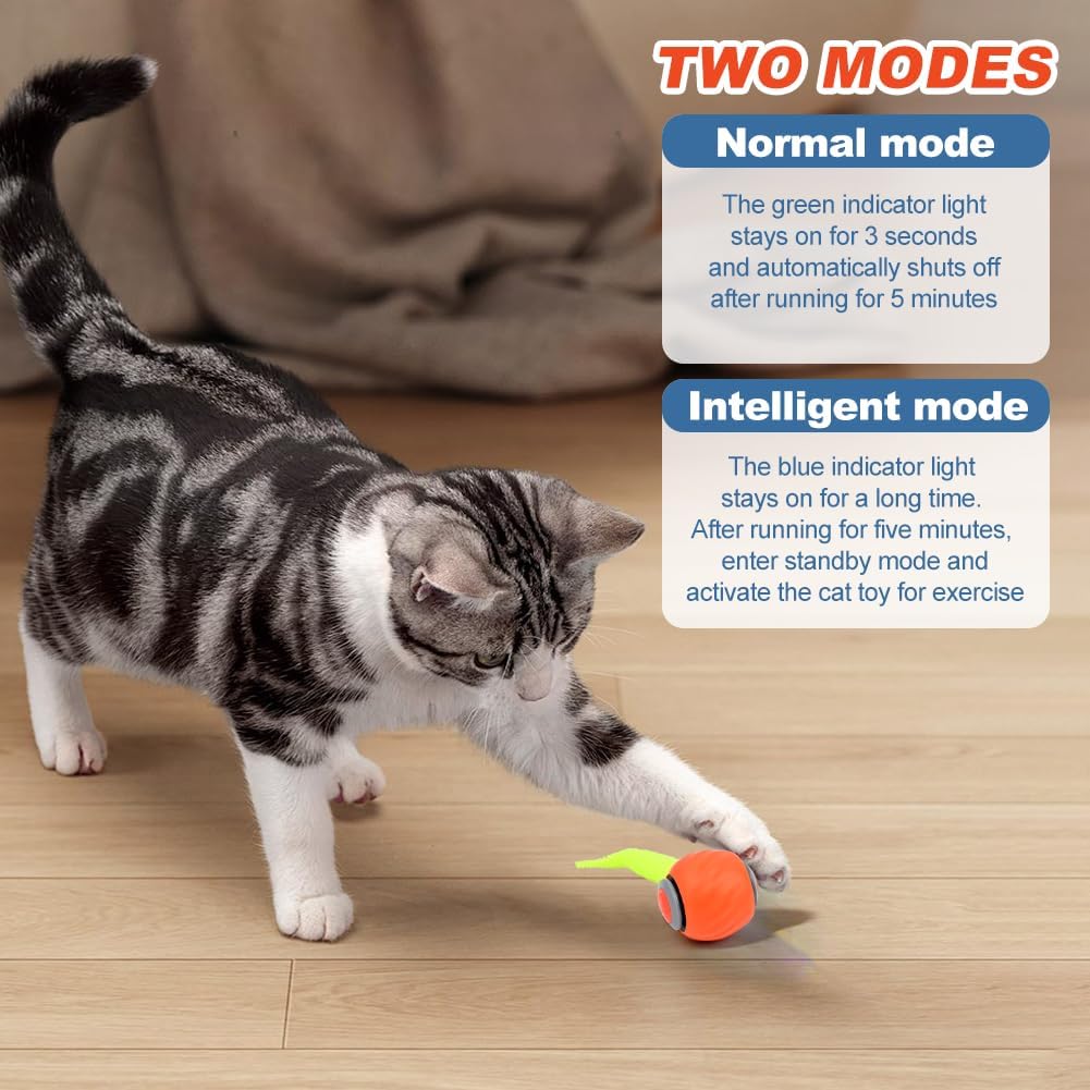2pcs Interactive Cat Toys, Speedy Tail Cat Ball Automatic Moving Ca-t Toys Ball for Indoor Pet, Electronic Rolling Pet Chase Toy