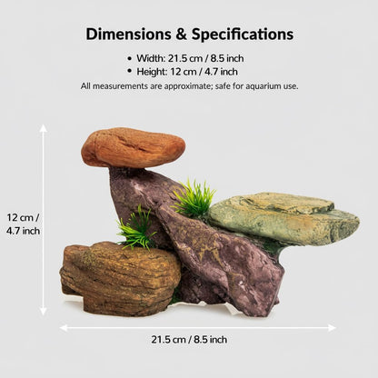 Mipukbay Large Aquarium Decor Rock, Resin Fish Tank Artificial Stone Ornament for Freshwater/Saltwater, Safe Landscape Hideout for Betta Fish, Goldfish and Aquatic Pets