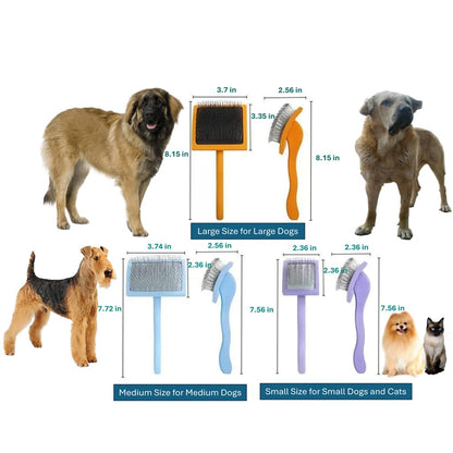 Slicker Brush Perfect For Dogs and Cats (Big and Medium Dogs, Goldendoodles, Labradoodles, Poodles and Cats) Curved Design for Thick, Fluffy, Detangled and Shedding Fur (Yellow, Small)