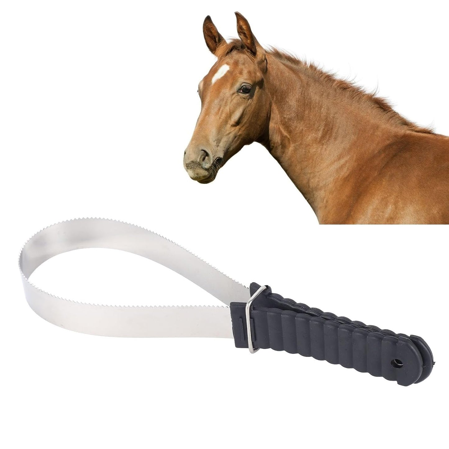 Horse Curry Comb Professional Stainless Steel Safety Horse Fur Scraper for Horse Hair Cleaning Durable Grooming Tool for Horses and Pets