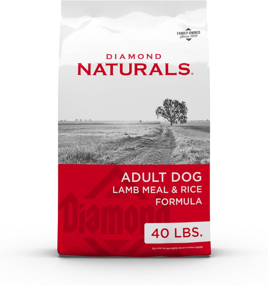 Diamond Naturals Adult Dry Dog Food Lamb Meal and Rice Formula Made with High Quality Lamb Protein, Probiotics and Essential Nutrients to Support Balanced and Overall Health 40Lb