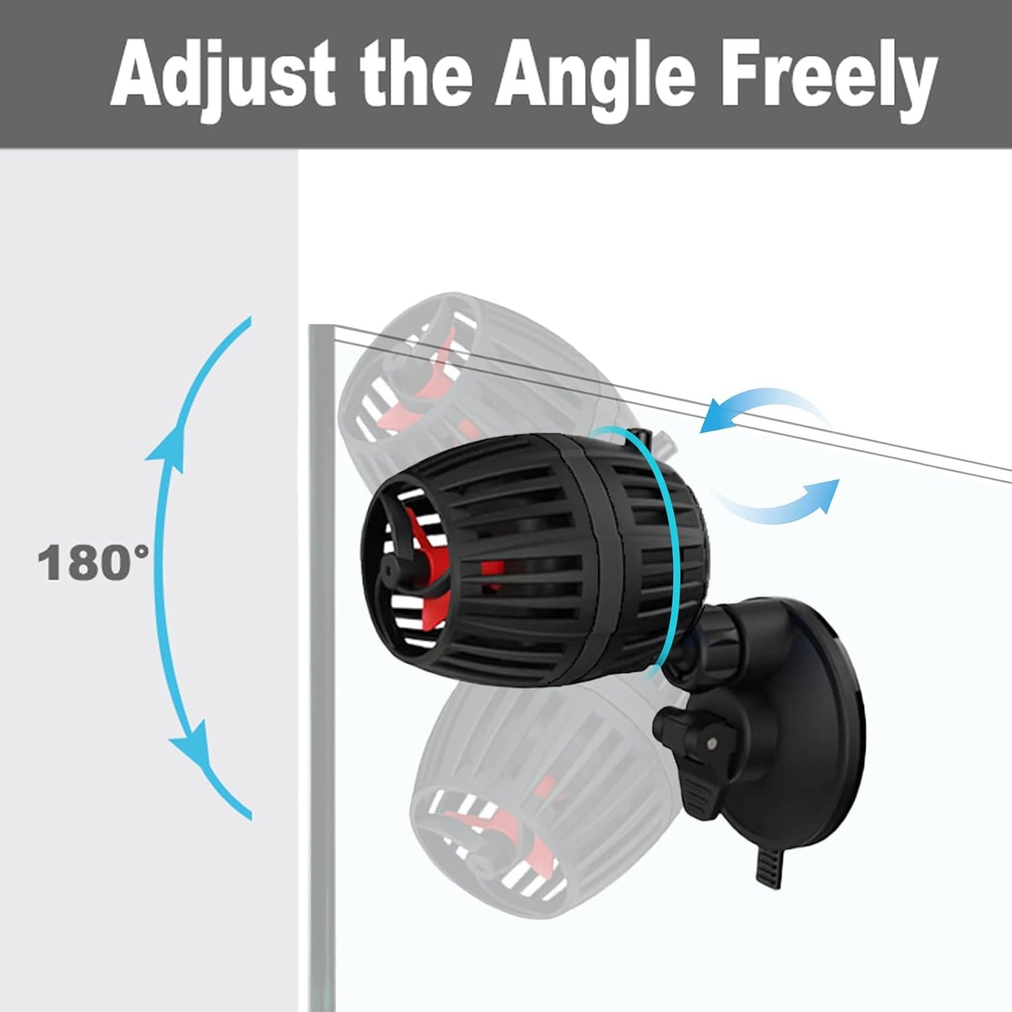 Carefree Fish Aquarium DC12V 10W Wave Maker 4 Level Adjustable Flow Rate Powerhead 1500Gph Wave Pump for 10~60Gal Freshwater and Saltwater Fish Tank