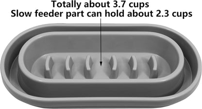 Slow Feeder Ant Away Dog Cat Bowls, Anti-Slip No Spill Dog Cat Pet Slow Feeder Food Water Bowls Dish for Cats Small to Medium Size Dogs by With You6688 (Grey)