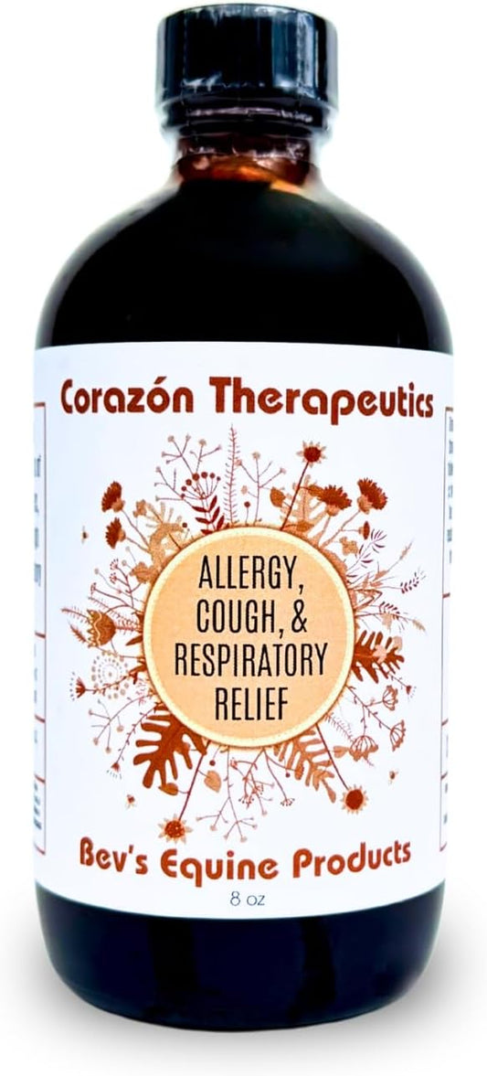 Natural Allergy, Cough, and Respiratory Relief Formula for Horses, Dogs, and Cats, Calendula Blend, Respiratory Support Supplement, Corazón Therapeutics (32 oz)