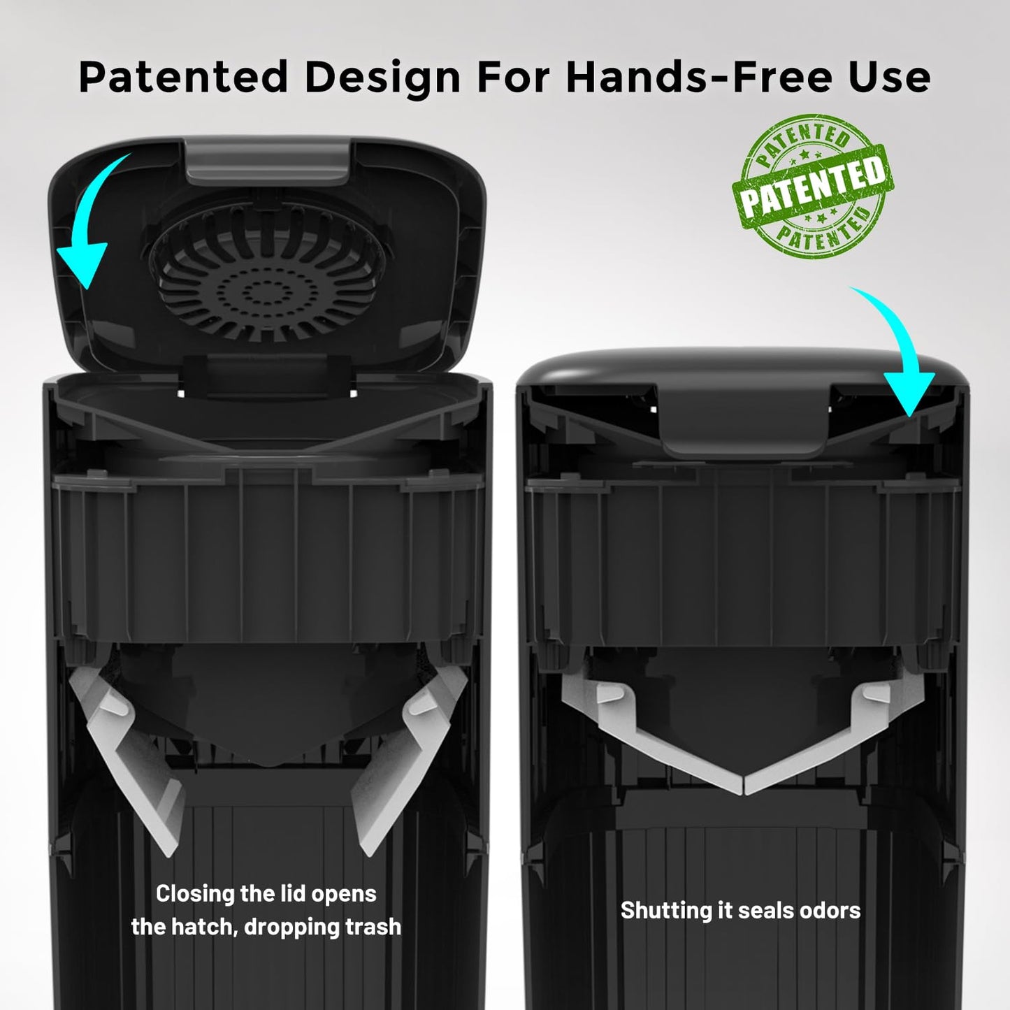 Cat Litter Disposal System for Odor Control, Hands-Free Patent Structure Litter Trash Can Kit & 4 Pack Cat Litter Refill Bags