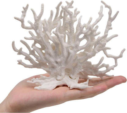 2 Pcs Artificial Aquarium Coral Reef Decor Faux Fish Tank Decoration Ornament Landscape Accessories White