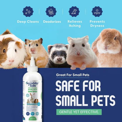 Natural Oatmeal & Aloe Vera Small Pets Shampoo for Guinea Pig, Bunny, Ferret & Rabbit Shampoo - Hypoallergenic for Sensitive Skin. 8 fl. oz. (Unscented)