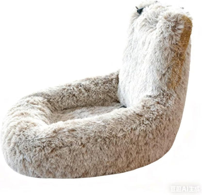 Dog Car Seat - Dog Bed for Car with Safety Straps, Pet Travel Bed for Small Medium Dogs, Memory Foam Booster Seat Soft Plush Sherpa Detachable Washable Cover