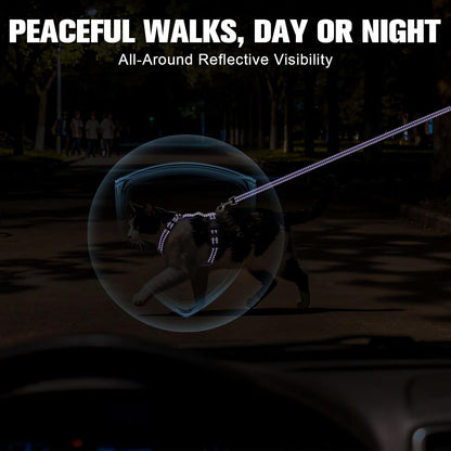 BEAUTYZOO Cat Harness, Escape Proof Cat Leash and Harness Set for Walking, Soft Breathable Vest Harness with Neck Adjustable, Reflective Easy-Control Kitten Harness for Cats (Star Design),Purple S