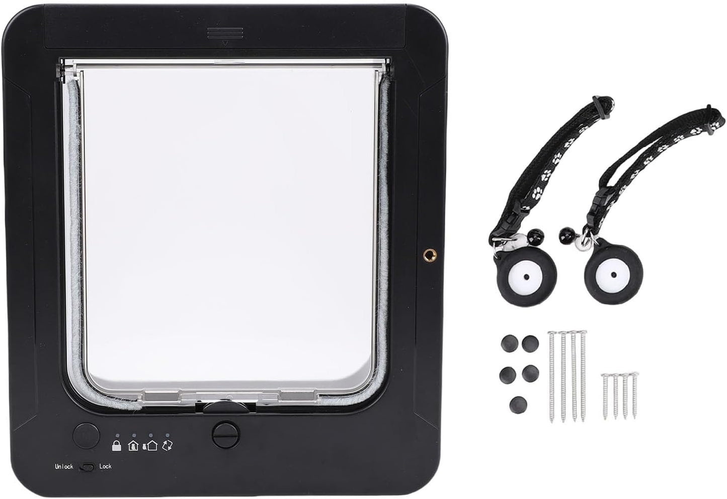 Smart Electronic Pet Door, Automatic Cat Dog Door with 2 Collar Sensor Battery Powered Electronic Sensor with Remote Control for Small Medium Pet