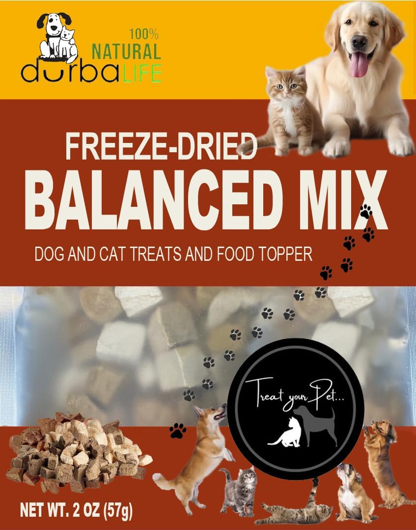 Duck, Beef Liver & Chicken Freeze-Dried Balanced Mix Dog & Cat Treats Food Topper 2.1oz (60g)