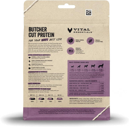 Vital Essentials Freeze Dried Raw Dog Food Variety Pack, Complete & Balanced Whole Animal Protein, Beef & Chicken & Turkey Mini Nibs 5.5 oz