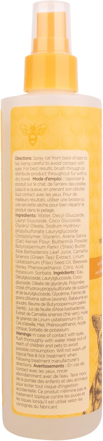 Burt's Bees for Pets Dander Reducing Cat Spray with Colloidal Oat Flour and Honey - Cat Dander Remover Gives Dry Skin Relief for Cats, Essential Kitten Supplies for Allergy Relief, 10 Fl Oz
