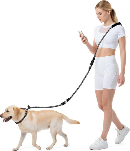 Lukovee Slip Lead Dog Leash, 4-6 FT x 1/2" Adjustable Tangle Free Leash, Heavy Duty Comfortable Reflective No Pull Training Rope Lead with Padded Handle for Medium Large Dogs (Black, S: 4-6 FT)