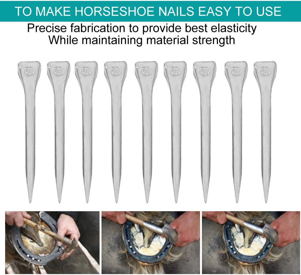 250PCS E6 Horseshoe Nails, Steel Hoof Pegs Horseshoe Nails with Good Elasticity for Horse Training, Secure Firmly, High Tensile Strength Farrier Tools, Lightweight