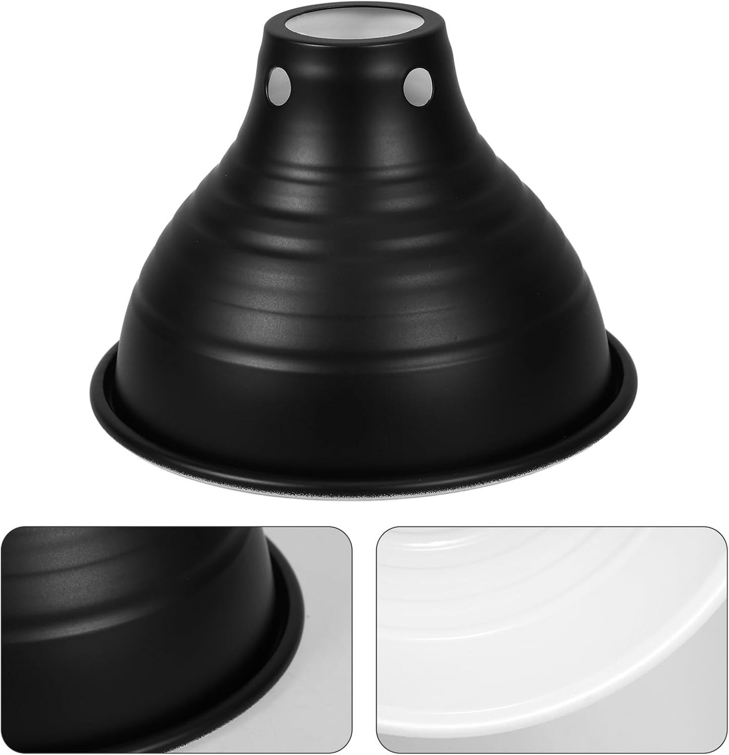 Reptile Heat Lamp Cover 5.5 Inch Reflector Lampshade with Black Exterior White Interior Coating Reptile Tank Accessory for Terrariums and Habitat Lighting