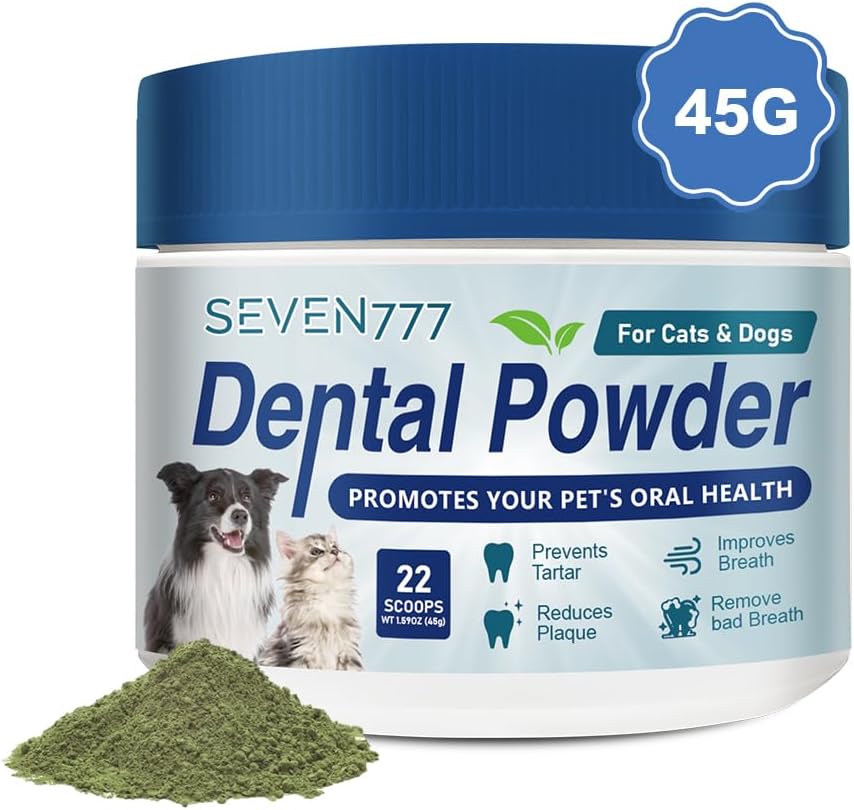 Seven777 Pet Dental Powder,Teeth Cleaning Powder for Dogs and Cats, Plaque & Bad Breath Off,Dental Care Supplies for Small, Medium, Large Dogs and Cats