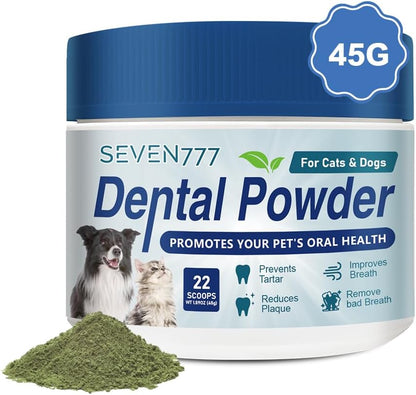 Seven777 Pet Dental Powder,Teeth Cleaning Powder for Dogs and Cats, Plaque & Bad Breath Off,Dental Care Supplies for Small, Medium, Large Dogs and Cats