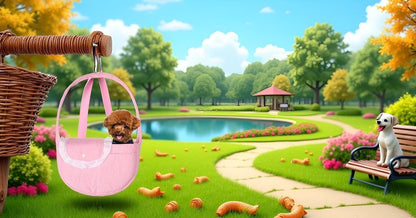 Pet Sling Carrier for Small Dogs and Cats, Cotton Chest Purse with Storage Pocket, Pink, 5-14lbs Capacity, for mom Gifts,Hands-Free Travel (Pink, Large)