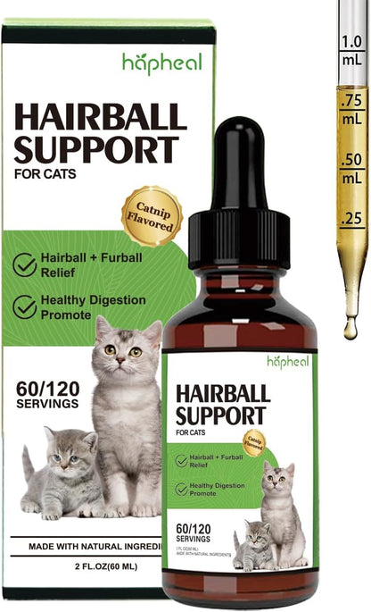 Cat Hairball Support Drops, Digestive Aid, Furball Treatment, Hairball Cat Treats for Skin & Coat, Digestion, Nutrient Absorption(1PACK)