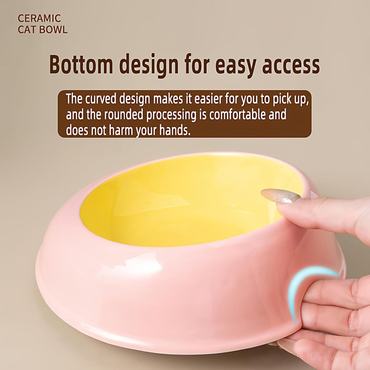 15° Inclined Cat Bowl Optimal Neck Support, Effortless Eating 6.89-Inch Wide and 2.05-Inch Tall Saucer with 7.04-Ounce Capacity Pet Bowl for Cats and Small Dogs（Pink Blue）