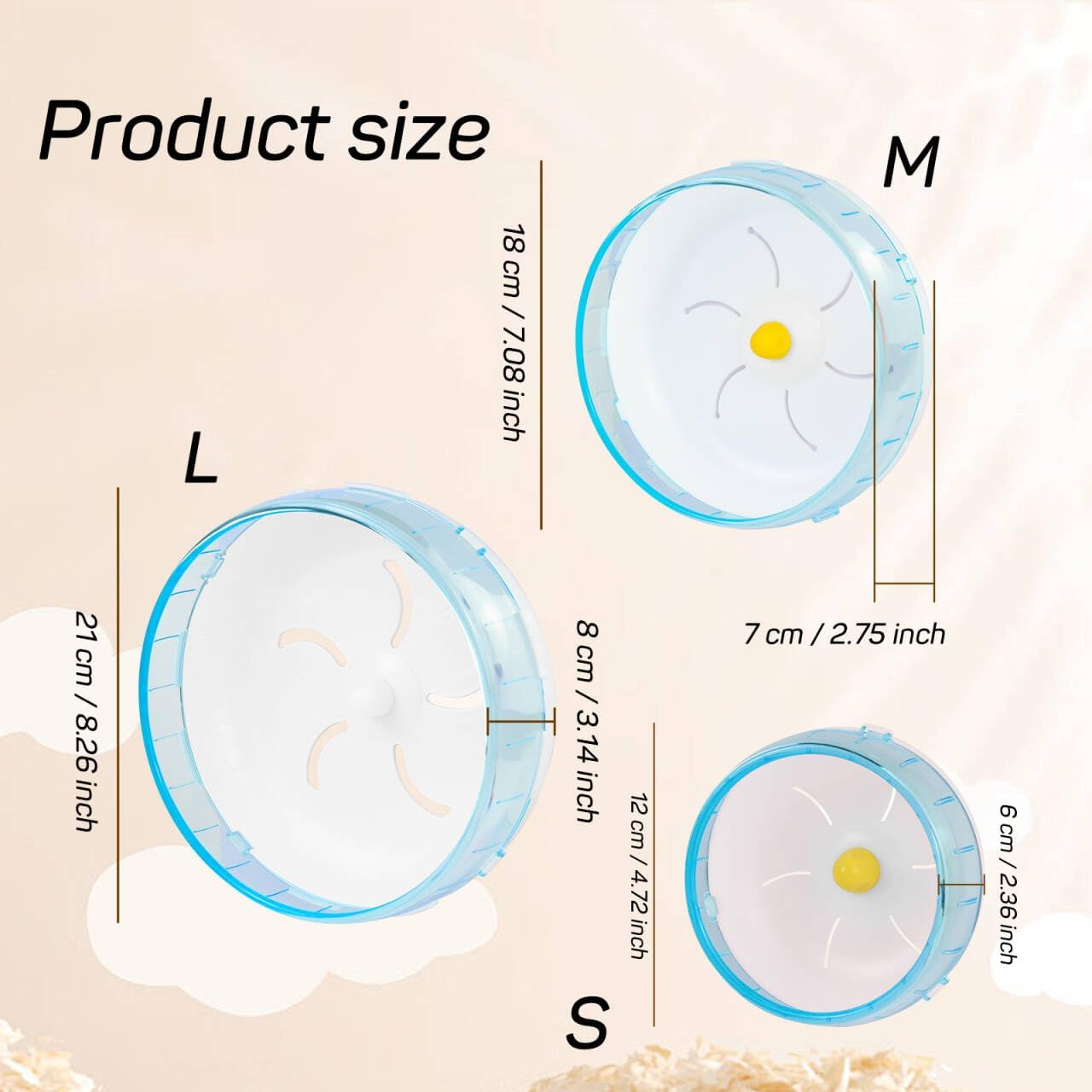 WishLotus Silent Running Wheel - Small Pet Exercise Toy and Cage Accessory for Hamster, Golden Silk Shih Tzu, Bear (Blue,18cm)