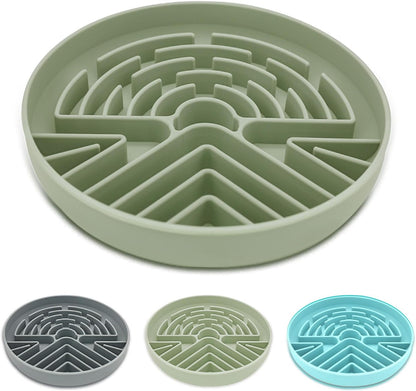 Lesipee Slow Feeder Dog Bowl for Large & Small Pets, Anti Choking Puzzle Dog Food Bowl with Non-Slip Base, Interactive Pet Slow Eating, Silicone Cat Feeder for Puppies & Cats(Grey Green)
