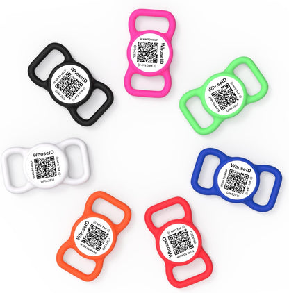 QR Code Dog Tag with NFC, Personalized Pet ID Tag, Silicone Dog ID Tag, Modifiable Pet Online Profile, Multiple Emergency Contact, Scan QR Code Send GPS Location Email (Small, Black&White)