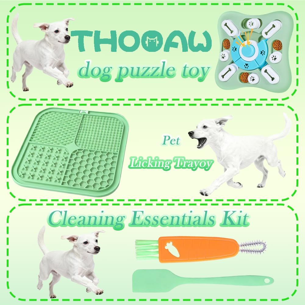 Dog Puzzle Toys Set,Interacive Slow Feeder for Cat,Dog Lick Mat with Suction Cups,Pet Enrichment Toys from Small to Medium