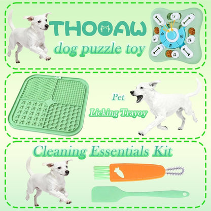 Dog Puzzle Toys Set,Interacive Slow Feeder for Cat,Dog Lick Mat with Suction Cups,Pet Enrichment Toys from Small to Medium
