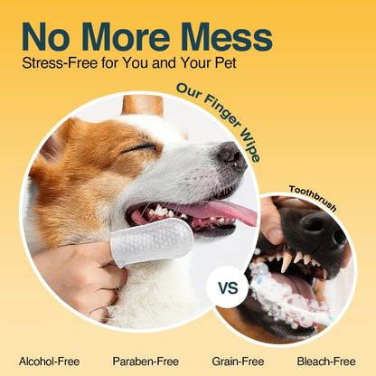 90 Dog Teeth Cleaning Wipes, No-Rinse Cat Toothbrush, Effective Dog Breath Freshener - Essential for Pet Supplies (1.5 in x 3.15 in)