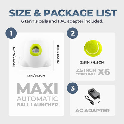 ALL FOR PAWS Automatic Ball Launcher for Dogs Interactive Puppy Pet Ball Outdoor Thrower Fetch Machine, 6 Balls Included (2.5 inch) for Medium to Large Dogs, Rechargeable Battery